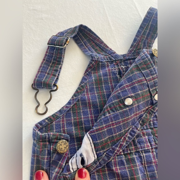 Vintage OshKosh B'gosh Multicolor Plaid Overalls 18months leg snap closure - Picture 10 of 11